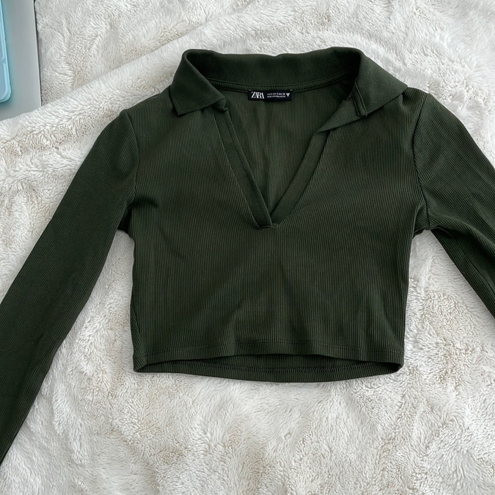Cropped green Zara long sleeve